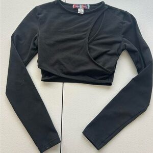 Urban Outfitters Black Asymmetrical Long Sleeve Crop Blouse